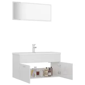 Berkfield Bathroom Furniture Set High Gloss White Engineered Wood