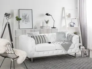 2 Seater Faux Leather Sofa White VISSLAND