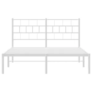 Berkfield Metal Bed Frame with Headboard White 150x200 cm