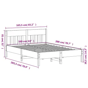 Berkfield Bed Frame without Mattress White 160x200 cm Solid Wood Pine