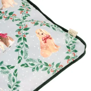 Evans Lichfield Christmas Dog Friends Printed Velvet Feather Rich Cushion