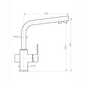 ENKI Turin Modern Chrome Square 3-Way Filter Mixer Tap for Kitchen Sink