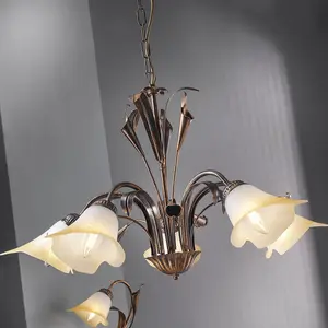 Luminosa Lucrezia 5 Light Multi Arm Pendant Ceiling Light, Bronze