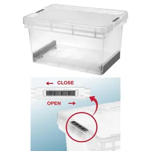 2 x 45 Litre Clear Plastic Stackable Ultra Resistant Modular Plastic Storage Container Boxes With Secure Clip Lock Lids