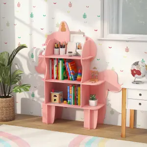 Costway Kids Unicorn Bookcase 3-Tier Toy Storage Organizer Wooden Bookshelf