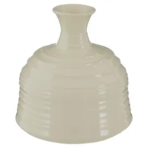 Interiors by Premier Contemporary Cream Small Ribbed Ceramic Vase, Durable Floral Vase, Easily Maintained Stoneware Flower Vase