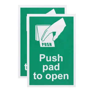 EAI - Push Pad To Open Sign 100x150mm Screw Fixed - Pack of 2