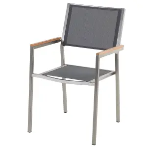 Set of 2 Garden Chairs GROSSETO Stainless Steel Grey