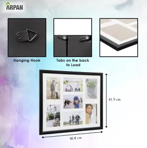 Arpan MDF Multi Aperture Photo Frame 7 Aperture (3- 4x6" & 4-6x4") Black