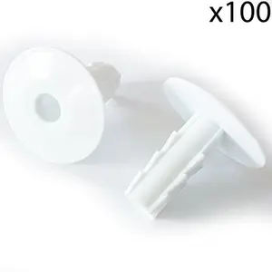 100x 8mm White Single Cable Bushes Feed Through Wall Cover Coaxial Hole Tidy Cap