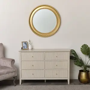 Melody Maison Large Round Gold Vintage Wall Mirror 80cm x 80cm