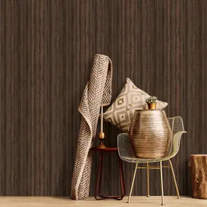 Galerie Utopia Brown/Bronze Nomed Stripe Sheen Finish Wallpaper Roll