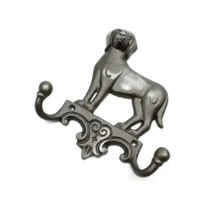 Oakcrafts - Antique Cast Iron Dog Design Twin Coat Hook