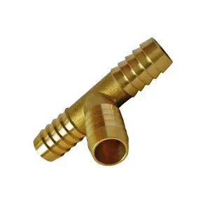 12.5 mm Brass T Type 3 Way Hose Joiner Barbed Connector Air Fuel Water Pipe Tubing