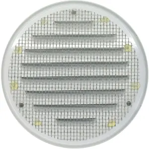 White Louvred Wall Vent Grille with Flyscreen, Fits 125 mm / 5 in Ducts, Round Ventilation Grille with Flat Back