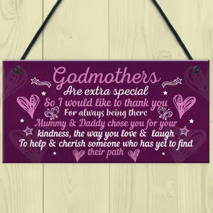 Red Ocean Godmother Gifts For Christmas Godparent Christening Friendship Thank You Gifts Keepsake Hanging Plaque