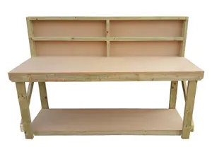 MDF top workbench (H-90cm, D-70cm, L-210cm) with back panel