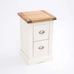 Cosenza 2 Drawer Petite Bedside Table Chrome Cup Handle