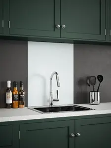 White Mist Glass Kitchen Self Adhesive Splashback 600mm x 750mm