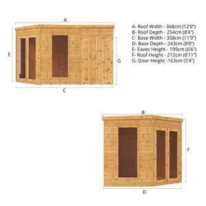 Mercia 8 x 12ft Premium Corner Summerhouse With Side Shed