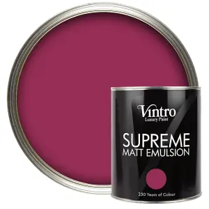 Vintro Luxury Matt Emulsion Magenta, Multi Surface Paint for Walls, Ceilings, Wood, Metal - 1L (Rosy Raven)