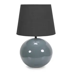 ValueLights Bosco Eucalyptus Ceramic Table Lamp with Black Tapered Shade - LED Bulb Included