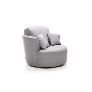 Darcy Swivel Chair in Light Grey Linen Fabric