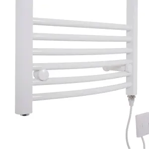 Rinse Bathrooms Prefilled Electric Curved Heated Towel Rail Radiator for Bathroom Kitchen White 1000x500mm - 200W