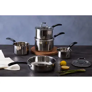 Interiors by Premier 5 Pc Stainless Steel Cookware Set, Kitchen Pots and Pans Set With Bakelite Handles, Best Cookware Set