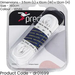 PAIR - 180cm White Oval Shoe Laces - Sporting Trainer Football Boot Lace