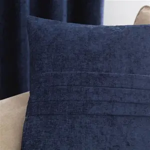 Dunelm Chenille Pleat Cushion, Modern, Blue, Navy