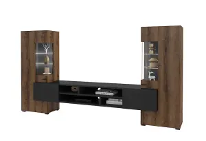 Coby 10 Entertainment Unit  in Oak Monastery for TVs Up To 60" - Design with Comprehensive Storage - W2700mm x H1430mm x D450mm