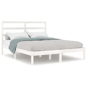 Berkfield Bed Frame White Solid Wood Pine 140x190 cm