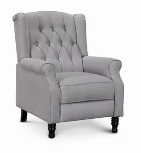 Fabric Linen Light Grey Marianna Manual Recliner Wingback Chair