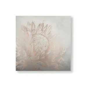 Pretty Protea Metallic Printed Canvas Floral Wall Art