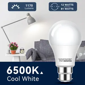 Aigostar Bayonet Light Bulb 12W B22 LED Bulbs Cool White 6500K, 4 Pack