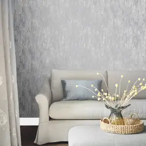 Laura Ashley Whinfell Silver Metallic effect Industrial Smooth Wallpaper Sample