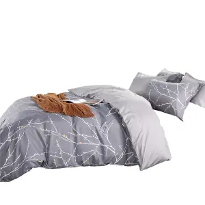 Neel Blue Double Printed Duvet Cover & 2 Matching Pillow Cases - Grey & White