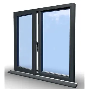 1145mm (W) x 1045mm (H) Aluminium Flush Casement - 1 Left Opening Window - Anthracite Internal & External