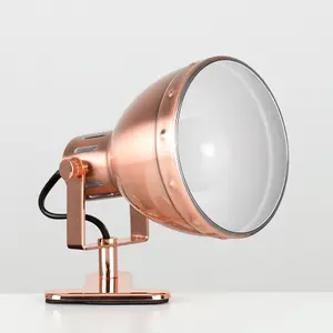 ValueLights Portishead Satin Copper Metal Domed Adjustable Single Clip On Desk Table Lamp Spotlight with LED Bulb