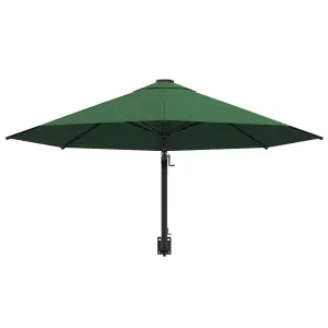 Berkfield Wall-Mounted Parasol with Metal Pole 300 cm Green