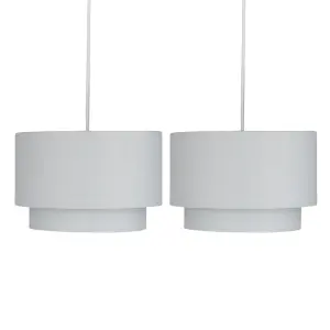 First Choice Lighting Pair of Light Grey 2 Tier Ceiling Light Shades