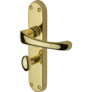 Heritage Door Handle for Bathroom Gloucester Design (Set of 2) Polished Brass