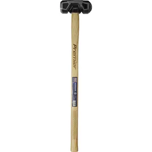 8lb Hardened Sledge Hammer - Hickory Wooden Shaft - Drop Forged Carbon Steel