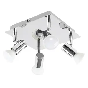 ValueLights Modern Square Chrome 4 Way GU10 Ceiling Spotlight