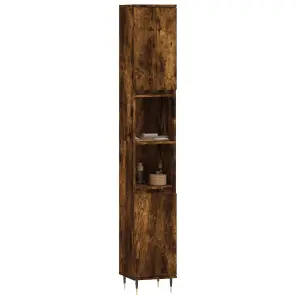 Berkfield Bathroom Cabinet Smoked Oak 30x30x190 cm Engineered Wood