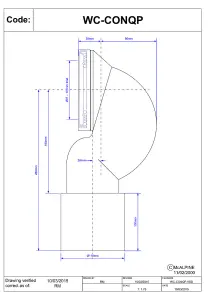 McAlpine WC-CONQP 4"/110mm 90 degree Space Saving Bend Adjustable Length Rigid WC Connector