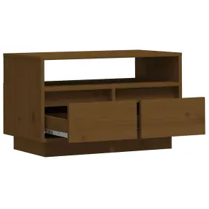 Berkfield TV Cabinet Honey Brown 60x35x37 cm Solid Wood Pine