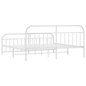 Berkfield Metal Bed Frame with Headboard and Footboard White 200x200 cm