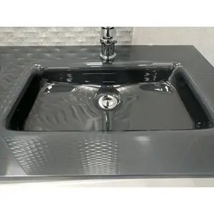 Stanhope 1200mm Double Bathroom Vanity with Integrated Glass Basin Grey